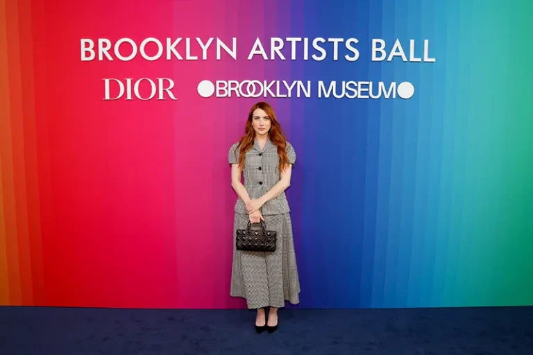 Emma Roberts Channels 1950s Chic in a Dior Ensemble at the Brooklyn Artists Ball